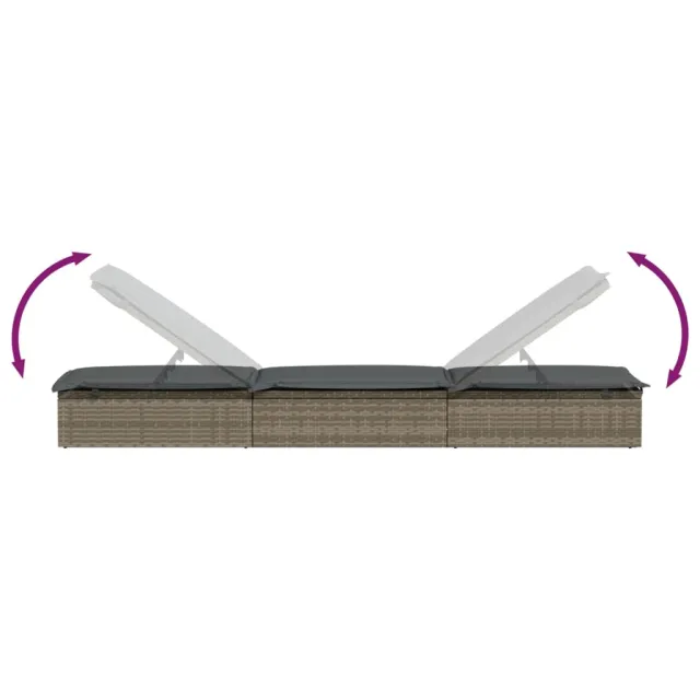 Chaise longue 1 pc avec coussin gris 201x55x62cm résine tressée