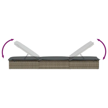 Chaise longue 1 pc avec coussin gris 201x55x62cm résine tressée