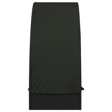 Chaise longue avec toit rond noir 211x57x140 cm résine tressée