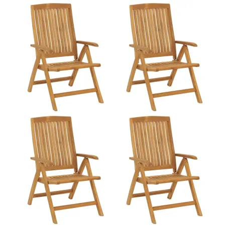 Chaises de jardin inclinables lot de 4 et coussins bois teck