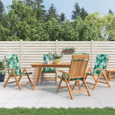 Chaises de jardin inclinables lot de 4 et coussins bois teck
