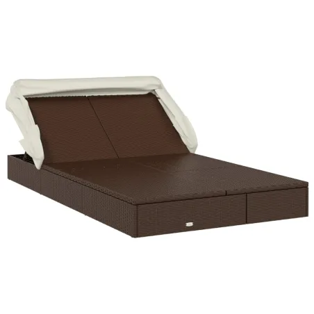 Transat 2 places avec toit pliable marron 213x118x97 cm