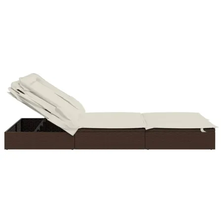 Transat 2 places avec toit pliable marron 213x118x97 cm