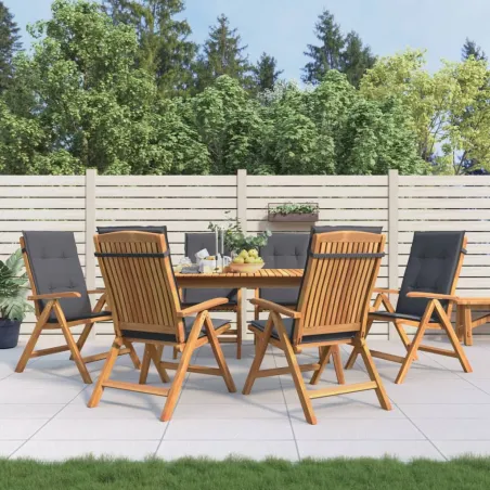 Chaises de jardin inclinables et coussins lot de 6 bois teck