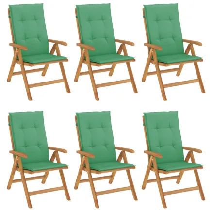 Chaises de jardin inclinables et coussins lot de 6 bois teck 2