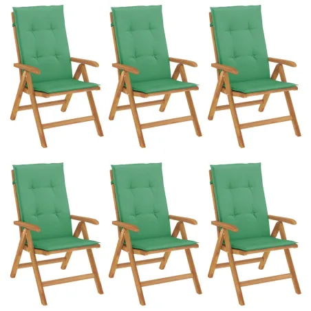 Chaises de jardin inclinables et coussins lot de 6 bois teck