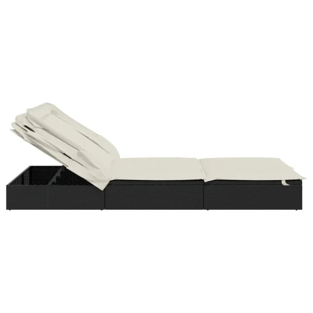 Transat 2 places avec toit pliable noir 213x118x97 cm