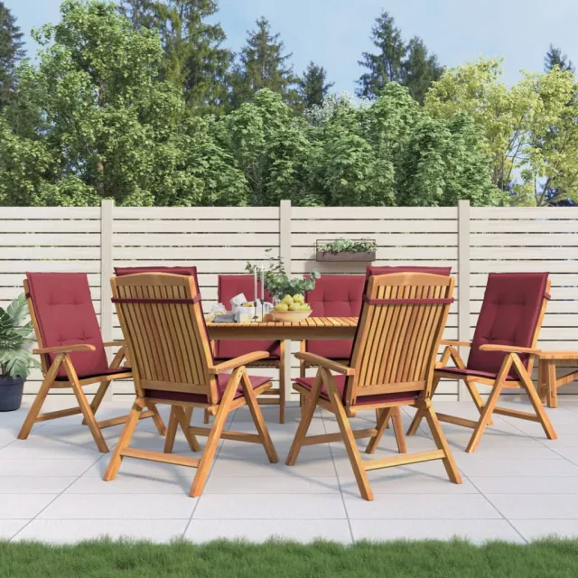 Chaises de jardin inclinables et coussins lot de 6 bois teck