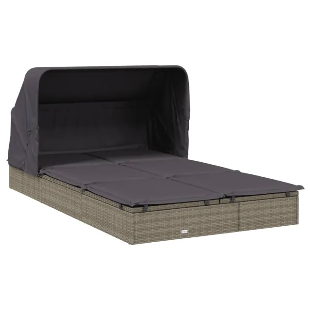 Transat 2 places avec toit pliable gris 213x118x97 cm