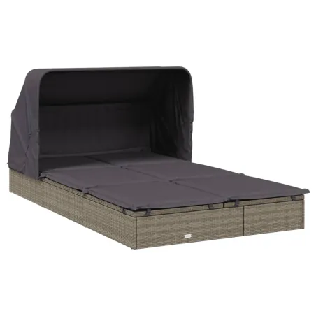 Transat 2 places avec toit pliable gris 213x118x97 cm