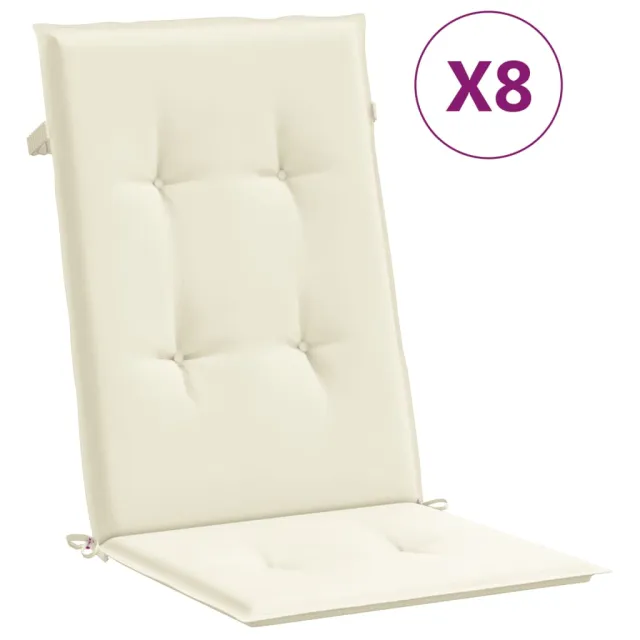 Chaises de jardin inclinables et coussins lot de 8 teck solide