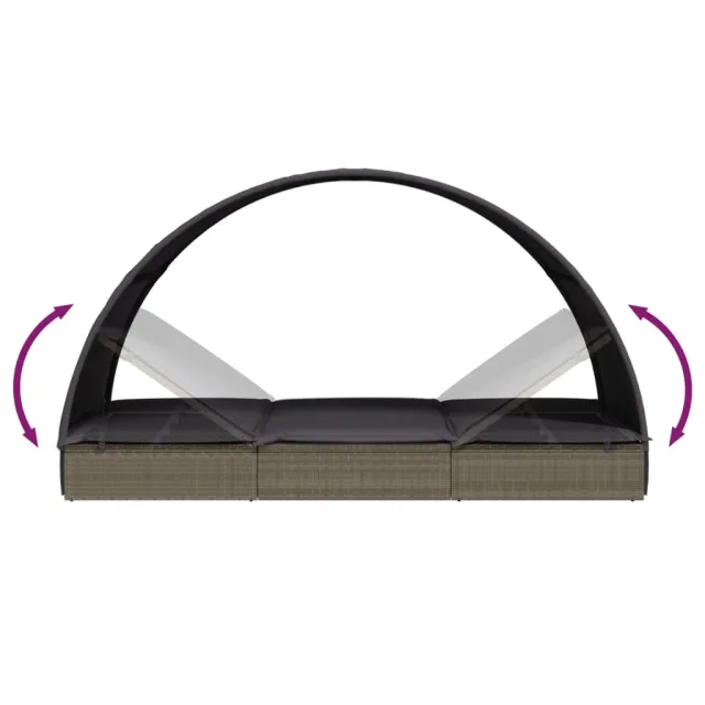 Transat 2 places avec toit rond gris 211x112x140 cm