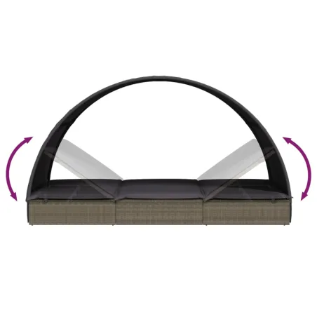 Transat 2 places avec toit rond gris 211x112x140 cm