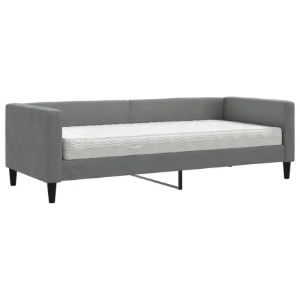 Lit de jour avec matelas gris foncé 80x200 cm tissu 2