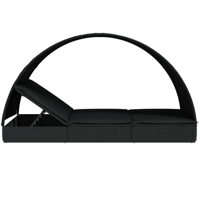 Transat 2 places avec toit rond noir 211x112x140 cm