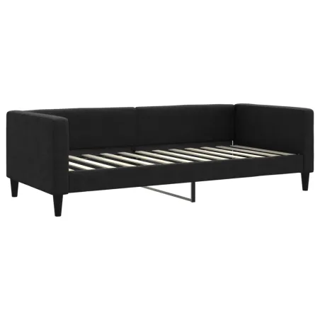 Lit de jour avec matelas noir 90x200 cm tissu