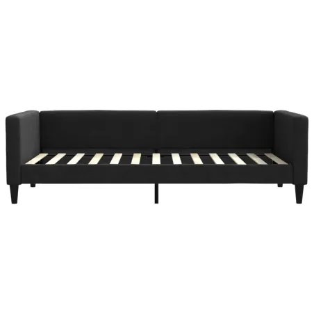 Lit de jour avec matelas noir 90x200 cm tissu