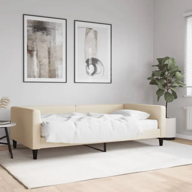 Lit de jour avec matelas crème 100x200 cm tissu