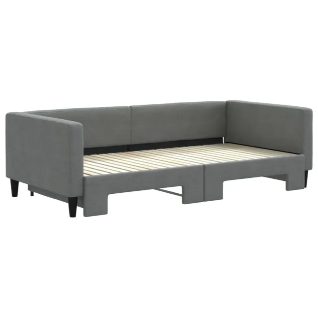 Lit de jour avec gigogne sans matelas gris foncé 100x200 cm