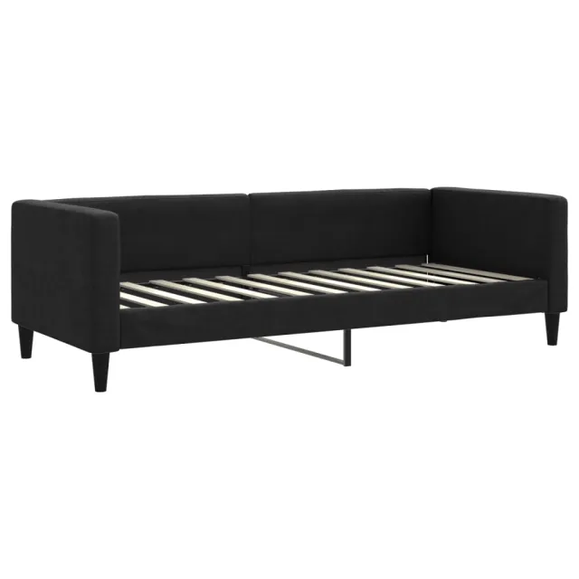 Lit de jour avec lit gigogne et matelas noir 80x200 cm tissu