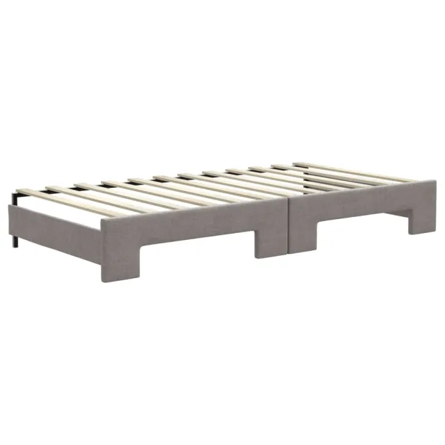 Lit de jour avec gigogne et matelas taupe 100x200 cm tissu