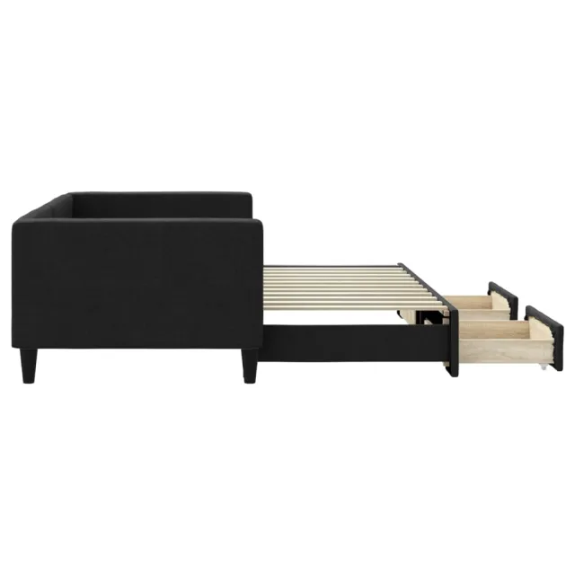 Lit de jour avec gigogne et tiroirs sans matelas noir 90x200 cm