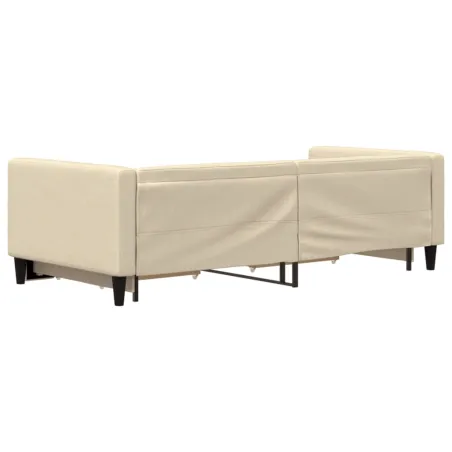 Lit de jour avec gigogne et tiroirs sans matelas crème 90x200cm