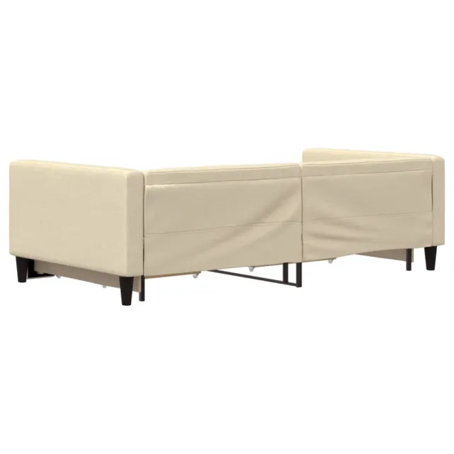 Lit de jour avec gigogne et tiroirs crème 100x200 cm tissu