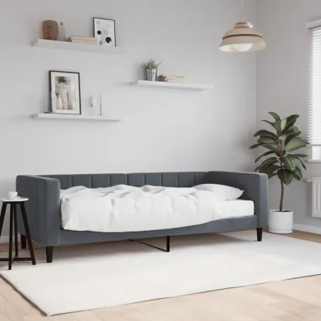 Lit de jour avec matelas gris foncé 80x200 cm velours
