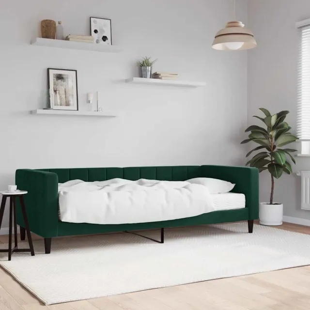 Lit de jour avec matelas vert foncé 80x200 cm velours