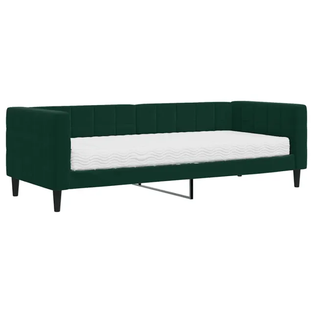 Lit de jour avec matelas vert foncé 80x200 cm velours