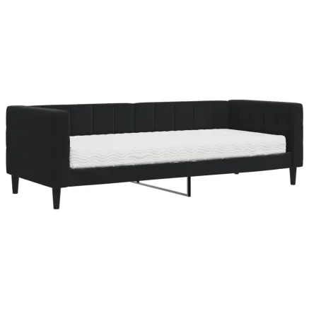 Lit de jour avec matelas noir 80x200 cm velours 2