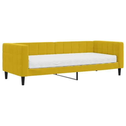 Lit de jour avec matelas jaune 80x200 cm velours 2