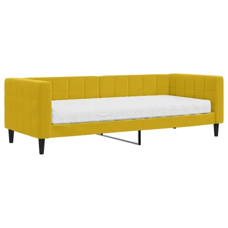 Lit de jour avec matelas jaune 80x200 cm velours