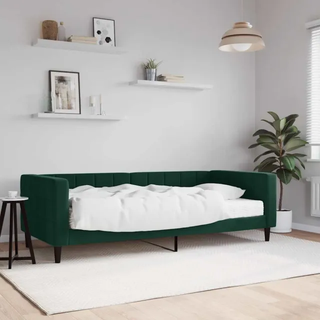 Lit de jour avec matelas vert foncé 90x200 cm velours