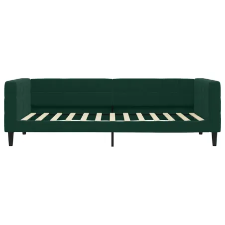 Lit de jour avec matelas vert foncé 90x200 cm velours