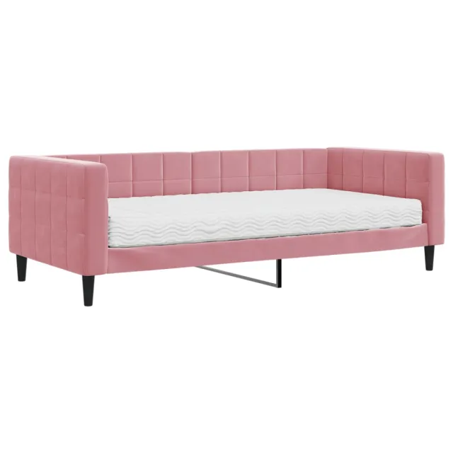 Lit de jour avec matelas rose 90x200 cm velours