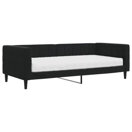 Lit de jour avec matelas noir 90x200 cm velours 2
