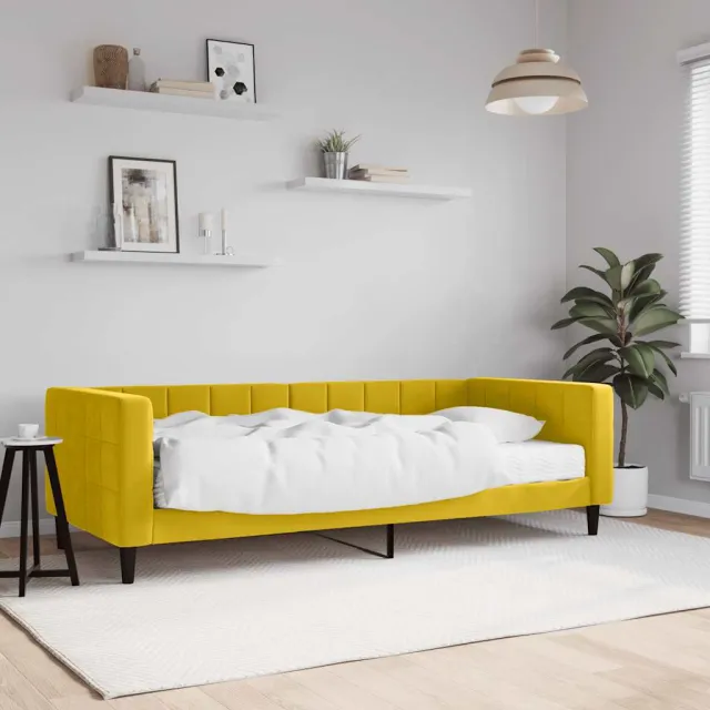 Lit de jour avec matelas jaune 90x200 cm velours