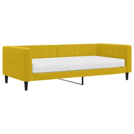 Lit de jour avec matelas jaune 90x200 cm velours 2