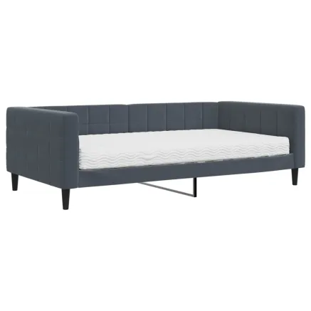 Lit de jour avec matelas gris foncé 100x200 cm velours 2
