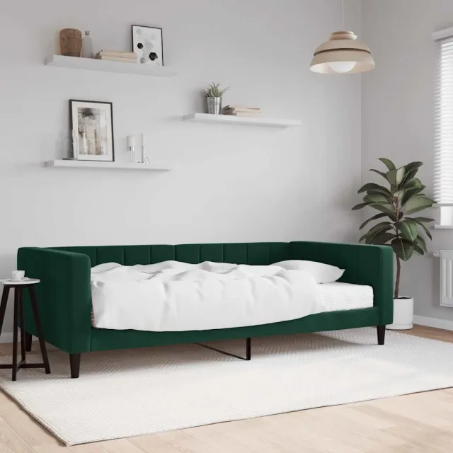 Lit de jour avec matelas vert foncé 100x200 cm velours