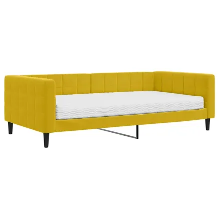 Lit de jour avec matelas jaune 100x200 cm velours 2