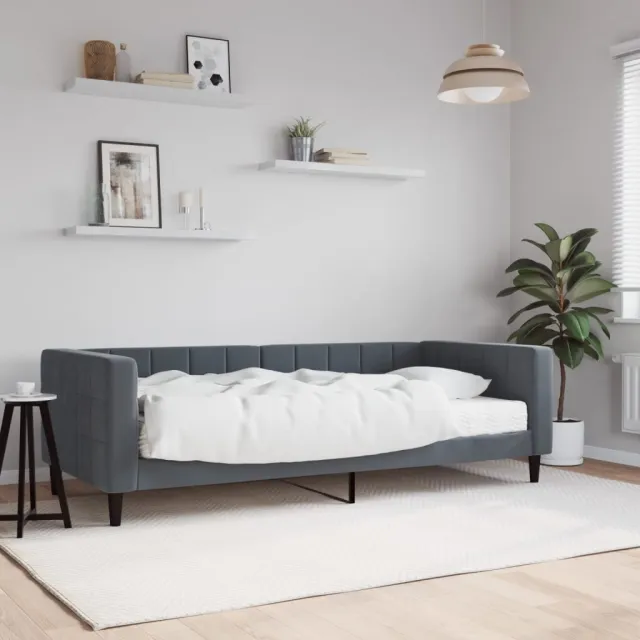 Lit de jour avec matelas gris foncé 90x190 cm velours