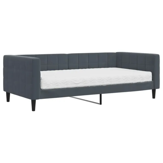 Lit de jour avec matelas gris foncé 90x190 cm velours