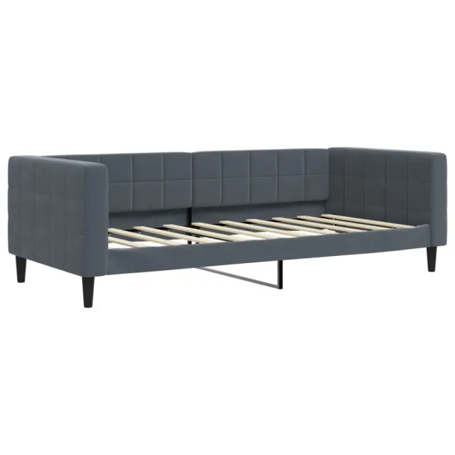 Lit de jour avec matelas gris foncé 90x190 cm velours