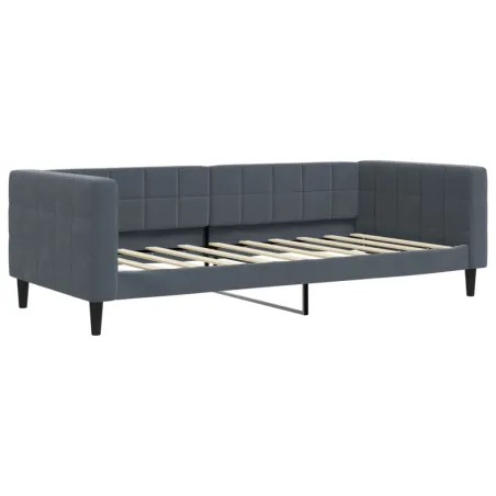 Lit de jour avec matelas gris foncé 90x190 cm velours