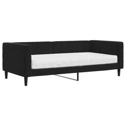 Lit de jour avec matelas noir 90x190 cm velours 2