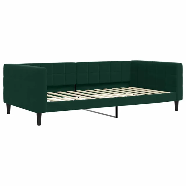 Lit de jour et gigogne et matelas vert foncé 100x200 cm velours