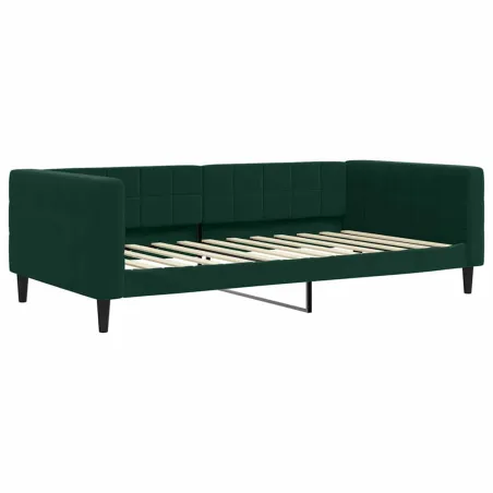 Lit de jour et gigogne et matelas vert foncé 100x200 cm velours